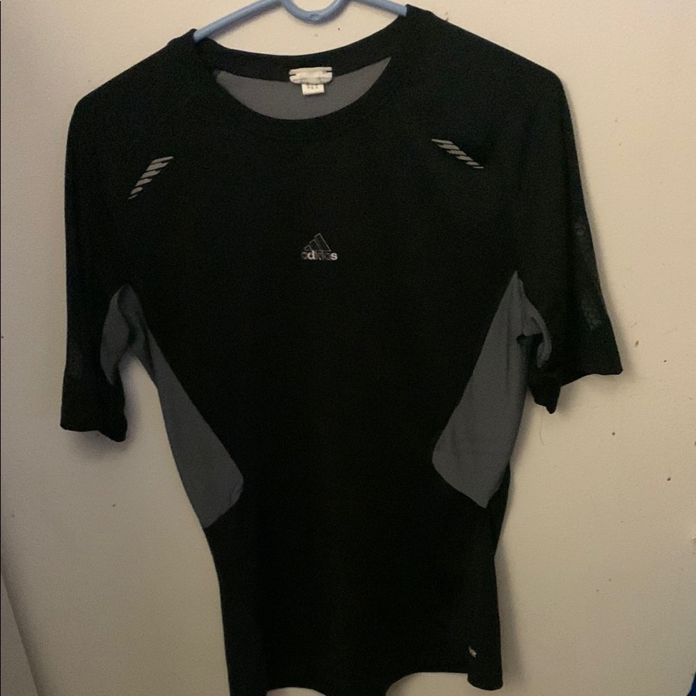 Adidas Men's Black and Gray Performance Compression Shirt